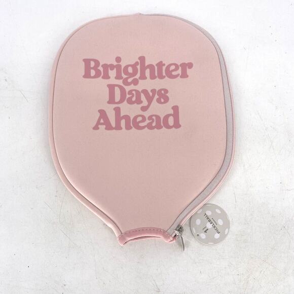 Pickleball Pastel Pink "Brighter Days Ahead" Racket Cover Paddle New Zip Case - Picture 1 of 3